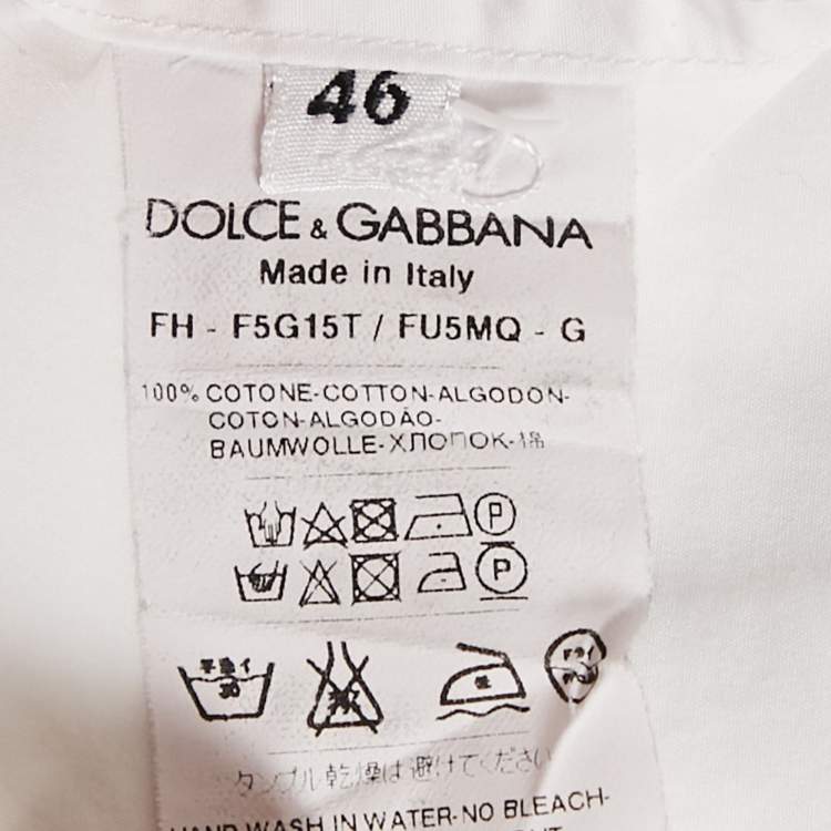Pre Owned Dolce & Gabbana White Cotton Button Front Crop Shirt L