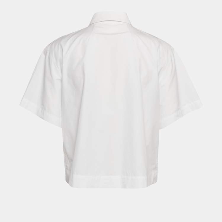 Pre Owned Dolce & Gabbana White Cotton Button Front Crop Shirt L