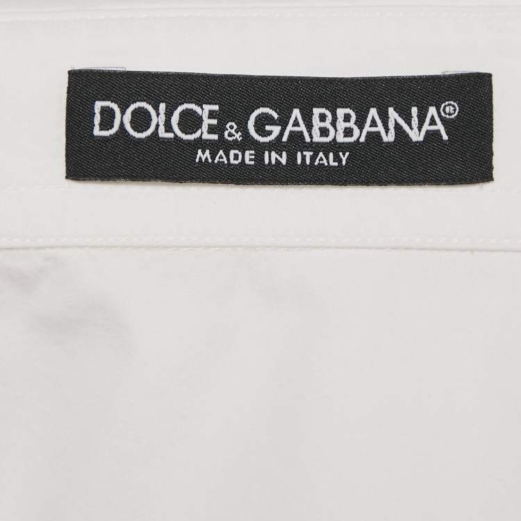Pre Owned Dolce & Gabbana White Cotton Button Front Crop Shirt L