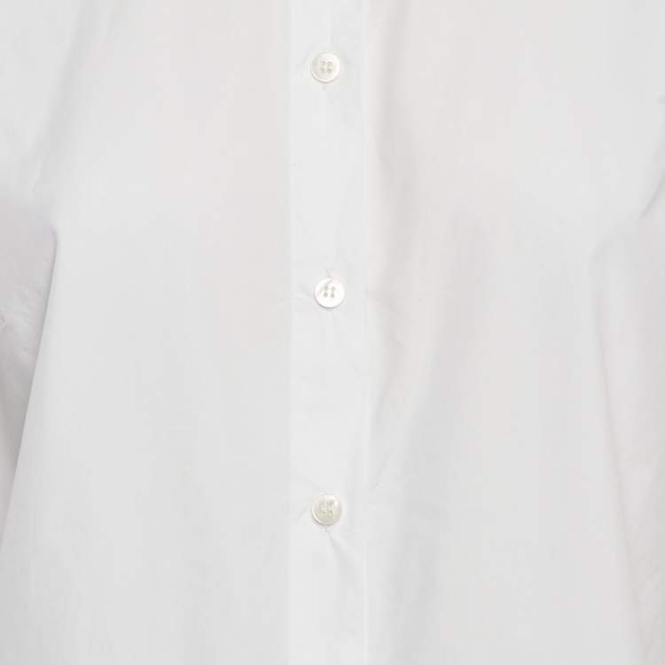 Pre Owned Dolce & Gabbana White Cotton Button Front Crop Shirt L