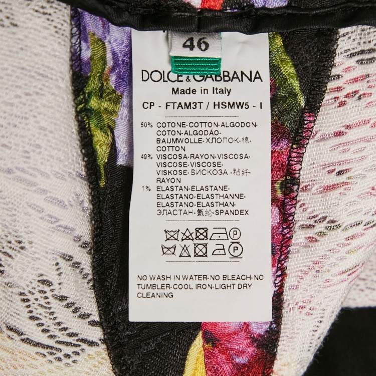 Pre Owned Dolce & Gabbana Multicolor Floral Print Cotton Jacquard Trousers L