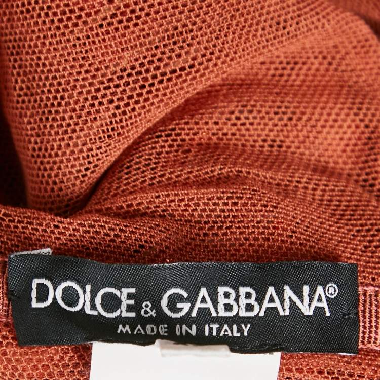 Pre Owned Dolce & Gabbana Metallic Sequin Mesh Midi Dress M