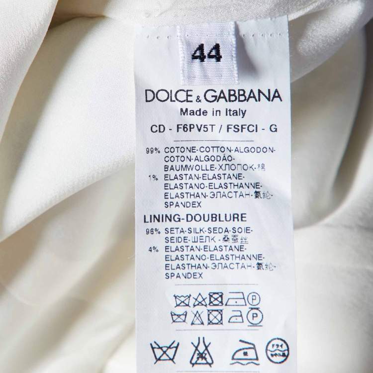 Pre Owned Dolce & Gabbana White Polka Dot Print Cotton Flounced Dress M