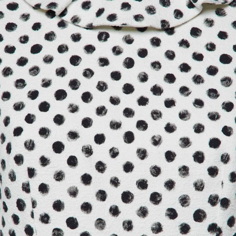 Pre Owned Dolce & Gabbana White Polka Dot Print Cotton Flounced Dress M
