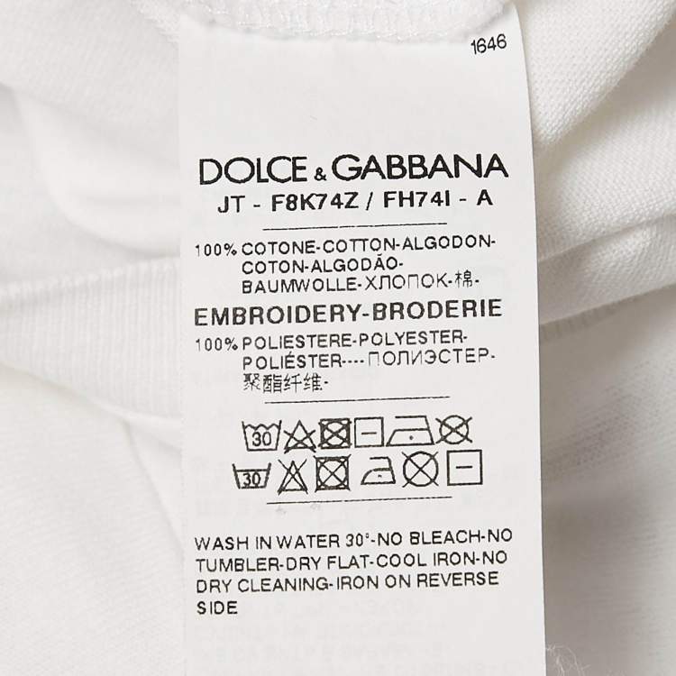 Pre Owned Dolce & Gabbana White Printed Cotton T-Shirt S