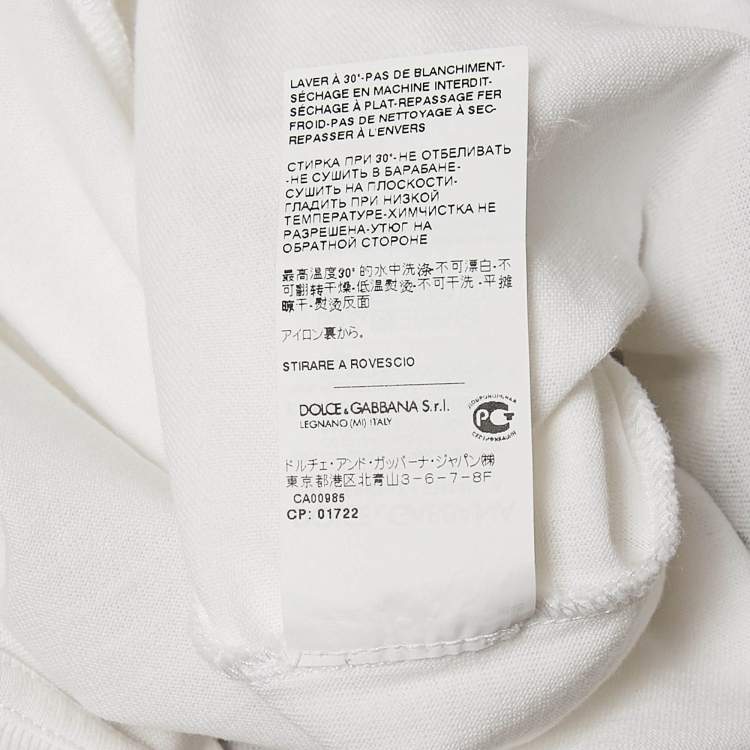 Pre Owned Dolce & Gabbana White Printed Cotton T-Shirt S