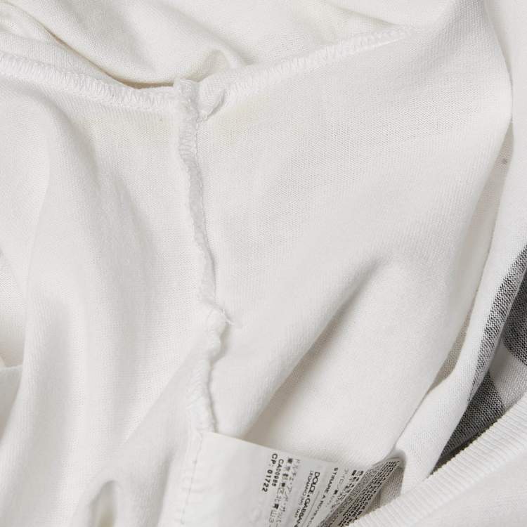 Pre Owned Dolce & Gabbana White Printed Cotton T-Shirt S