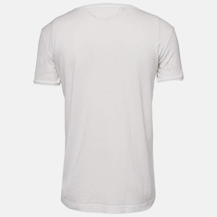 Pre Owned Dolce & Gabbana White Printed Cotton T-Shirt S