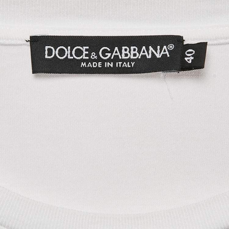 Pre Owned Dolce & Gabbana White Printed Cotton T-Shirt S