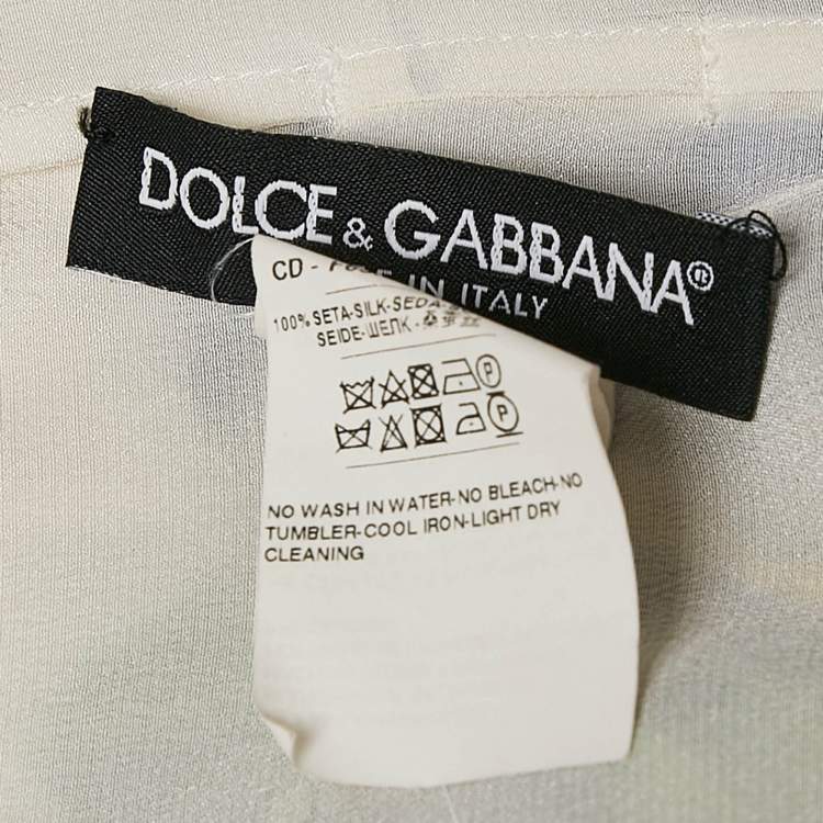 Pre Owned Dolce & Gabbana Multicolor Printed Silk Belted Midi Dress M