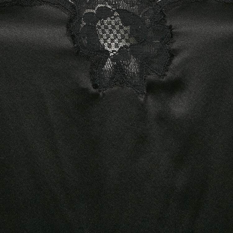 Pre Owned Dolce & Gabbana Black Silk Satin Lace Trimmed Camisole L