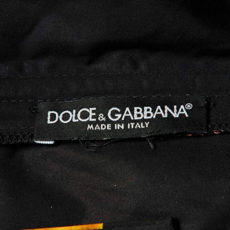Pre Owned Dolce & Gabbana Black Coral Reef Print Cotton Corset Dress M