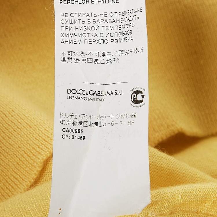 Pre Owned Dolce & Gabbana Yellow Cashmere Knit Top M