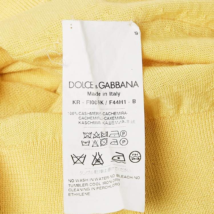 Pre Owned Dolce & Gabbana Yellow Cashmere Knit Top M