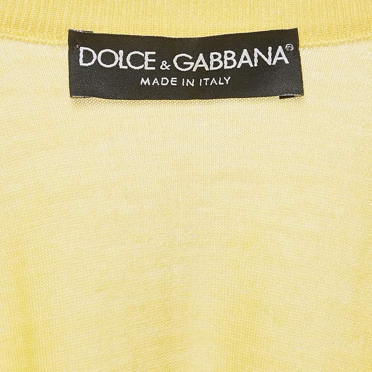 Pre Owned Dolce & Gabbana Yellow Cashmere Knit Top M