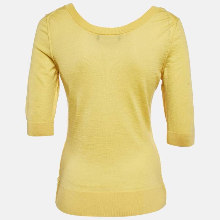 Pre Owned Dolce & Gabbana Yellow Cashmere Knit Top M