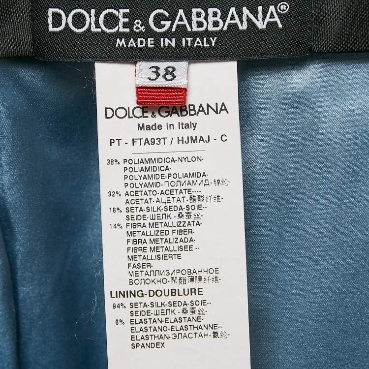 Pre Owned Dolce & Gabbana Blue Lurex Crepe Jacquard Pants S