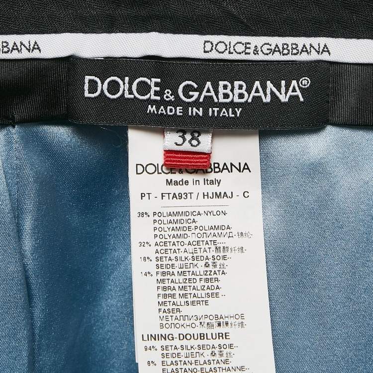 Pre Owned Dolce & Gabbana Blue Lurex Crepe Jacquard Pants S
