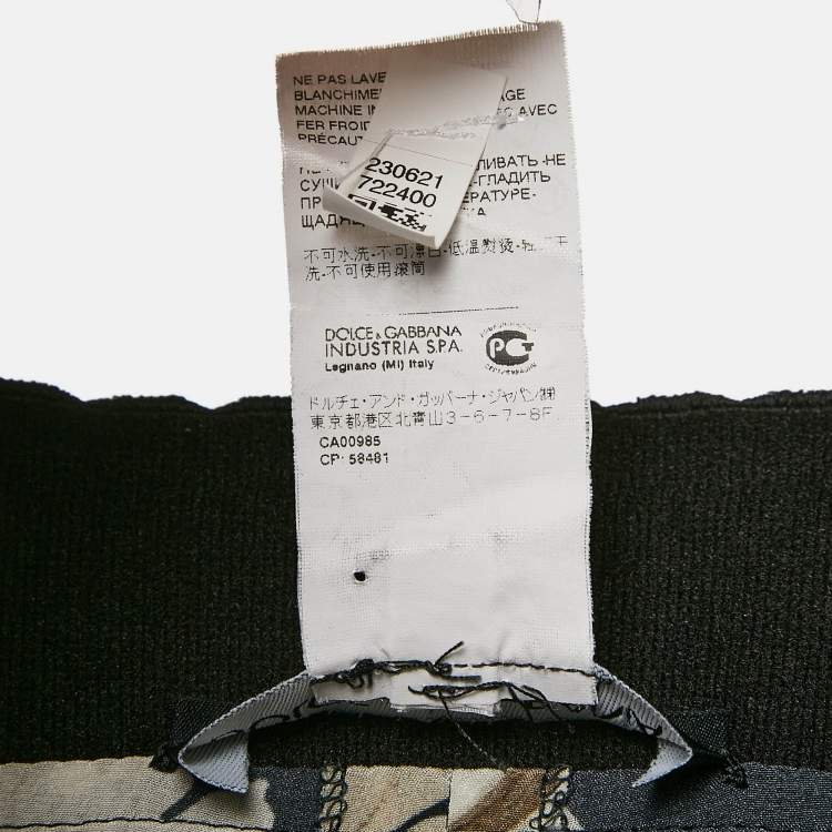 Pre Owned Dolce & Gabbana Navy Blue Floral Print Silk Blend Pants S