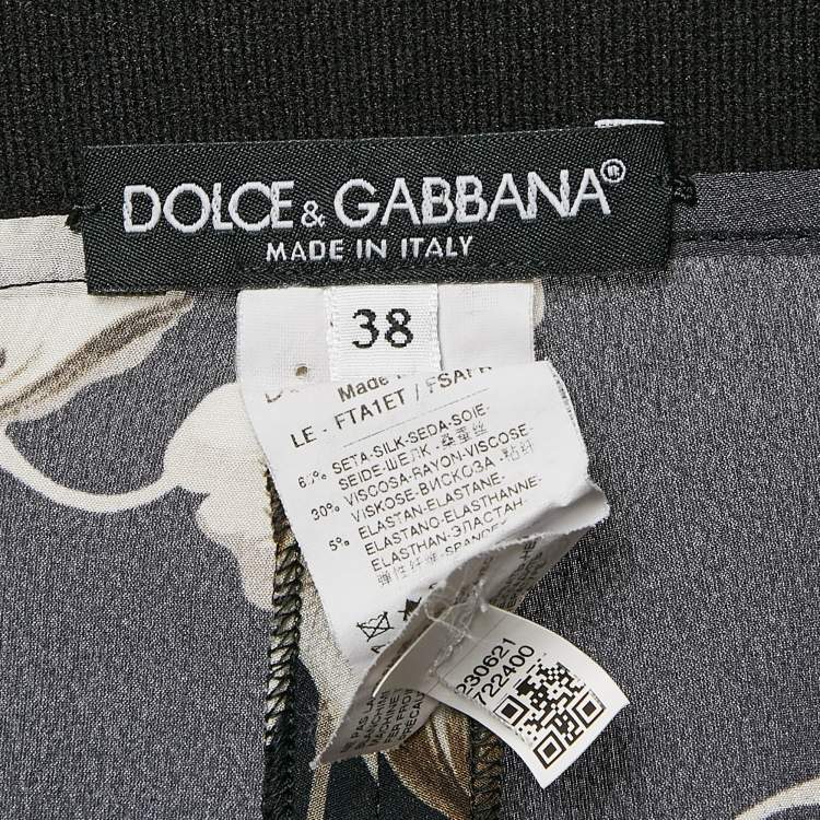 Pre Owned Dolce & Gabbana Navy Blue Floral Print Silk Blend Pants S