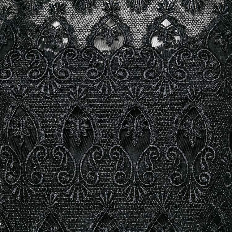 Pre Owned Dolce & Gabbana Black Lace Bell Sleeve Top XS