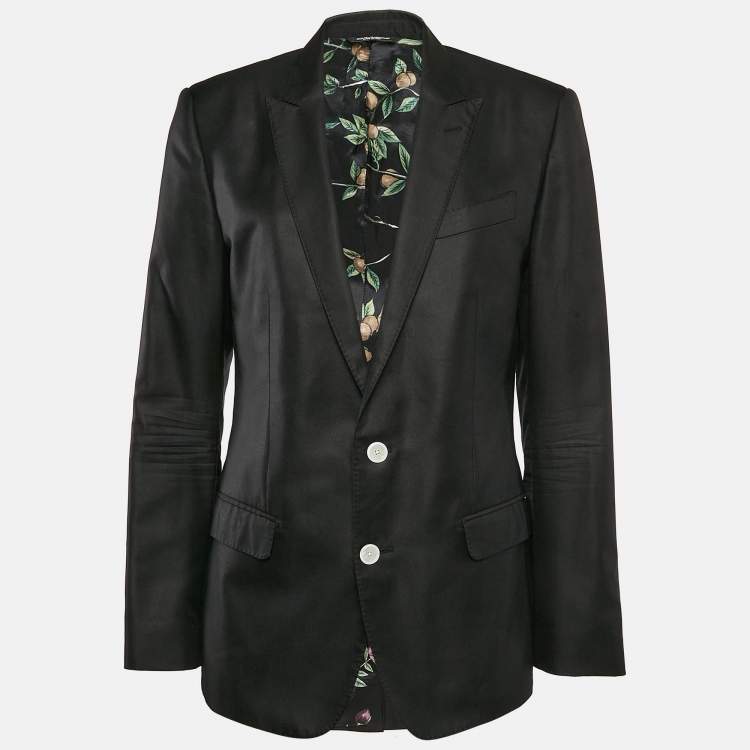 Pre Owned Dolce & Gabbana Black Silk Single Breasted Blazer L