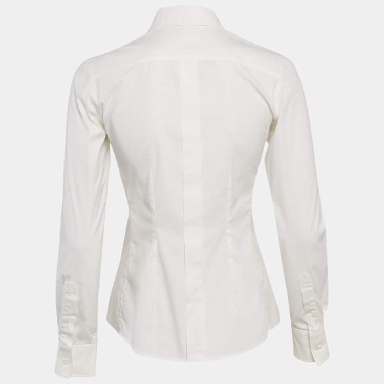 Pre Owned Dolce & Gabbana White Cotton Button Front Shirt S