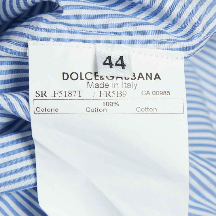 Pre Owned Dolce & Gabbana Blue Pinstripe Cotton Button Front Shirt M