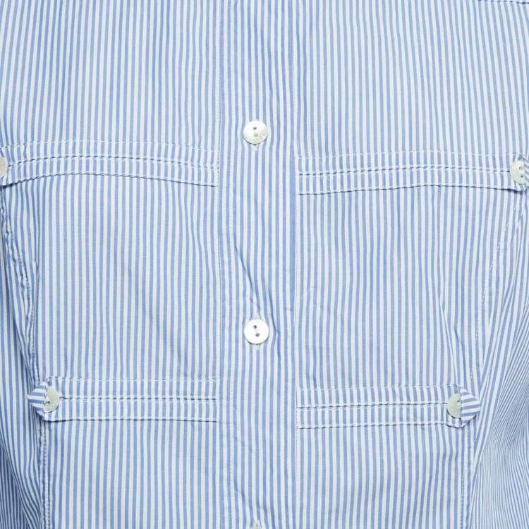 Pre Owned Dolce & Gabbana Blue Pinstripe Cotton Button Front Shirt M