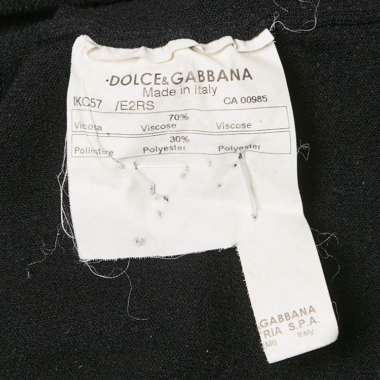 Pre Owned Dolce & Gabbana Black Jersey Logo Stud Detail Cardigan S 