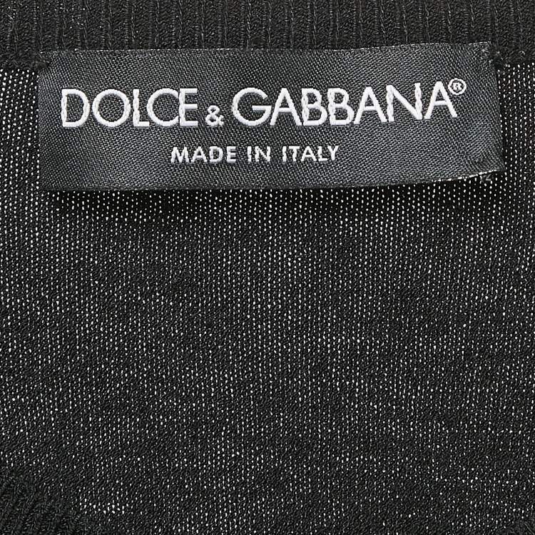 Pre Owned Dolce & Gabbana Black Jersey Logo Stud Detail Cardigan S 