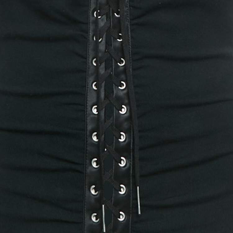 Pre Owned Dolce & Gabbana Black Jersey Lace-Up Detail Camisole S