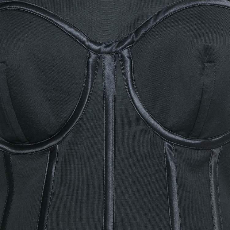 Pre Owned Dolce & Gabbana Black Cotton Knit Bustier Top M