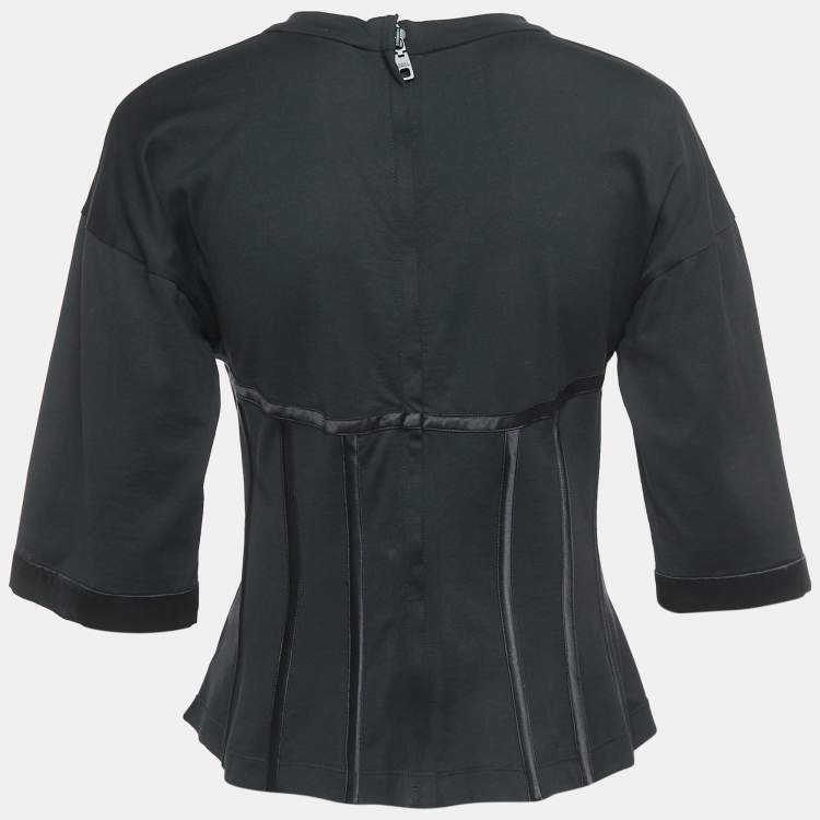 Pre Owned Dolce & Gabbana Black Cotton Knit Bustier Top M