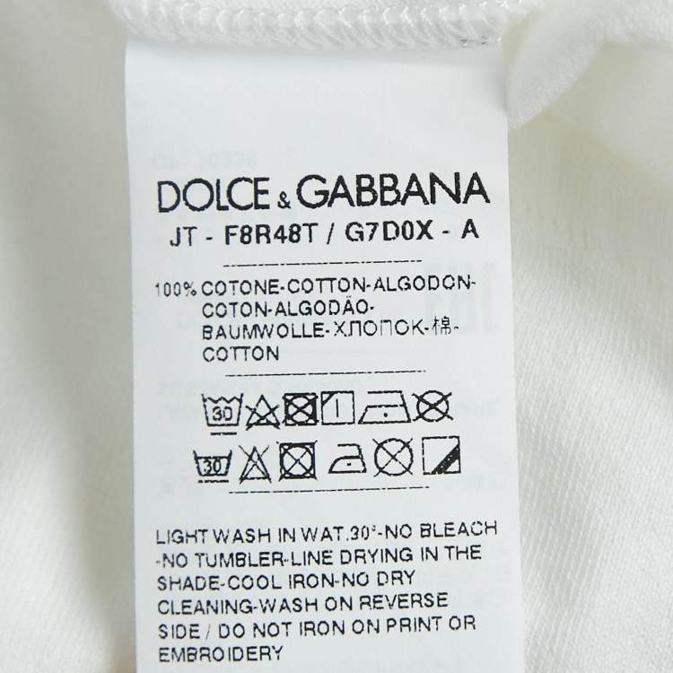 مملوكة مسبقًا Dolce & Gabbana White Printed Cotton Knit Tie-Up Top M
