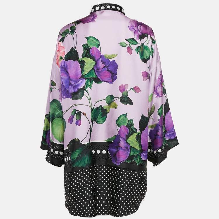Pre Owned Dolce & Gabbana Silk Multicolor Floral Print Shirt M