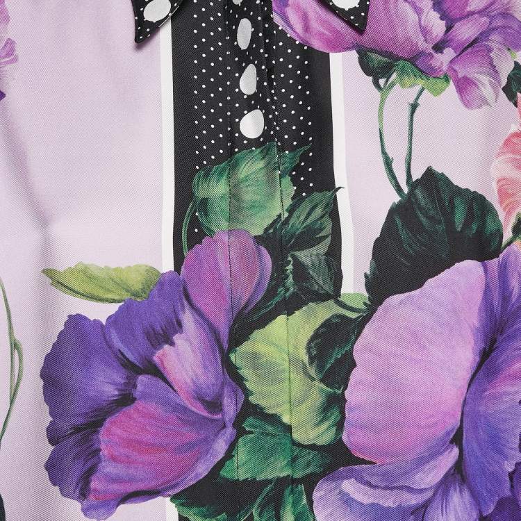 Pre Owned Dolce & Gabbana Silk Multicolor Floral Print Shirt M