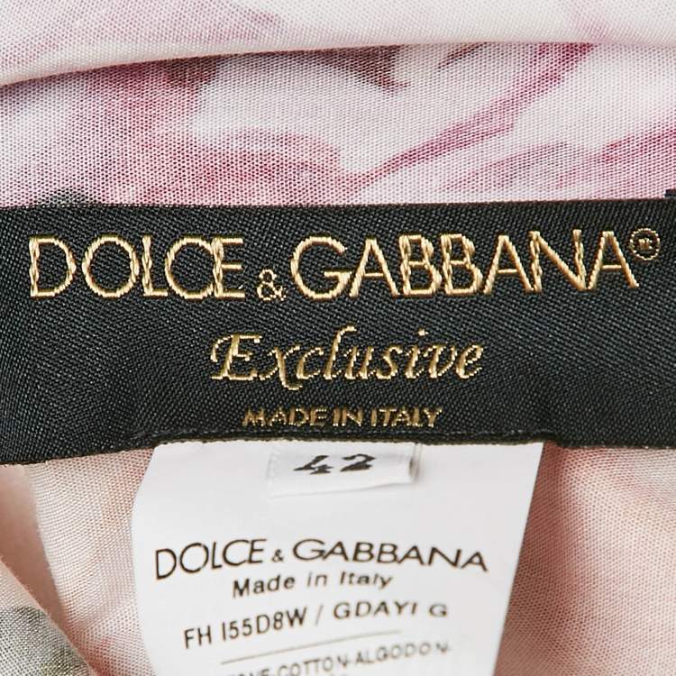 Pre Owned Dolce & Gabbana Pink Floral Print Button Front Shirt Dress M