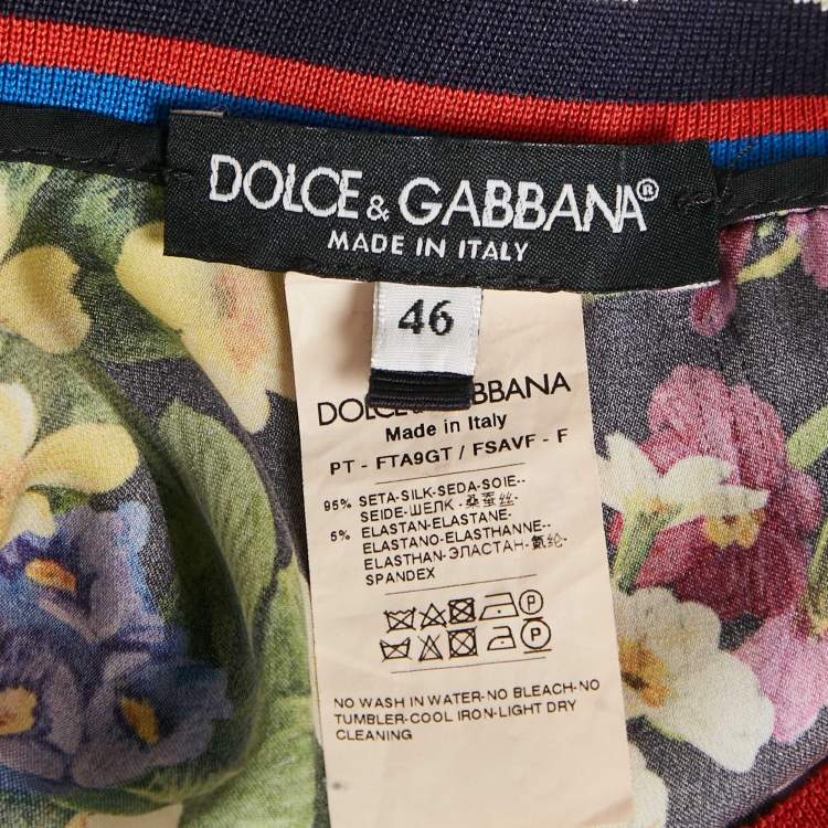 Pre Owned Dolce & Gabbana Black Floral Print Silk High Waist Pants L