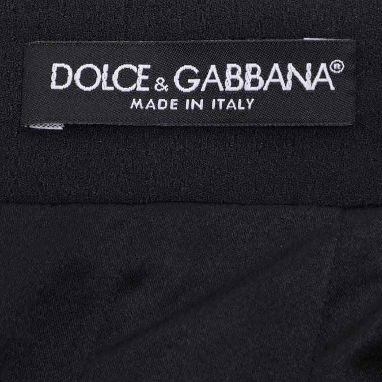 Pre Owned Dolce & Gabbana Dark Grey Floral Print Crepe Sheath Skirt L