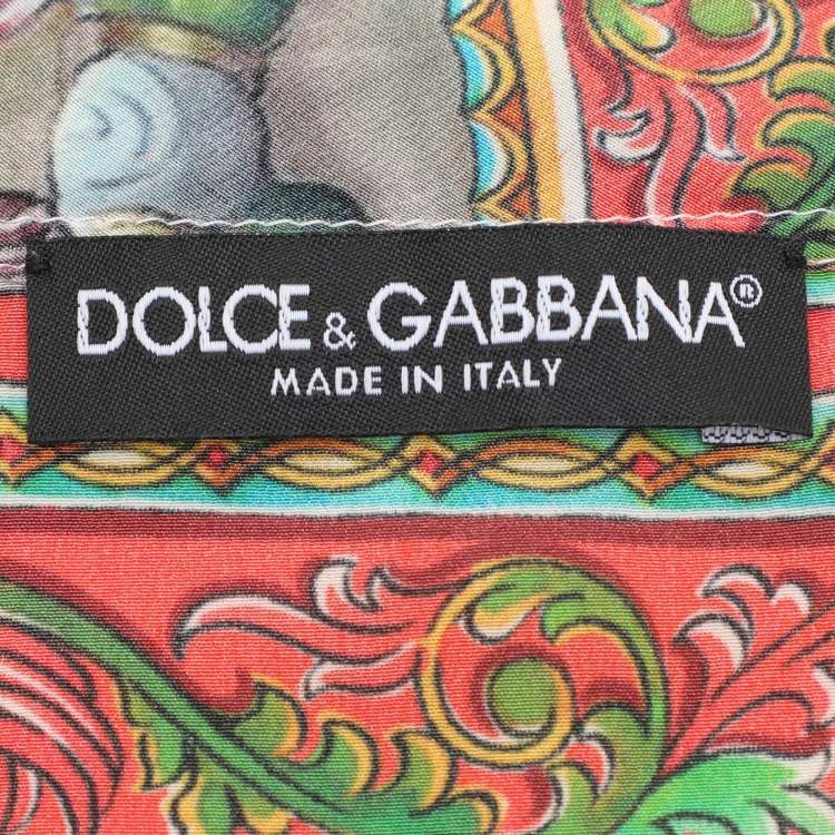 Pre Owned Dolce & Gabbana Multicolor Medieval Print Silk Cap Sleeve Top M
