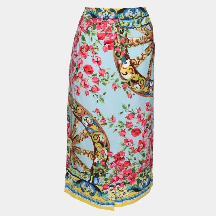 مملوكة مسبقًا Dolce & Gabbana Multicolor Floral Print Viscose Midi Skirt L