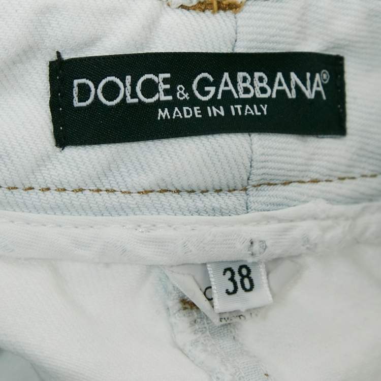 مملوكة مسبقًا Dolce & Gabbana Light Blue Distressed Denim Jeans S Waist 29"