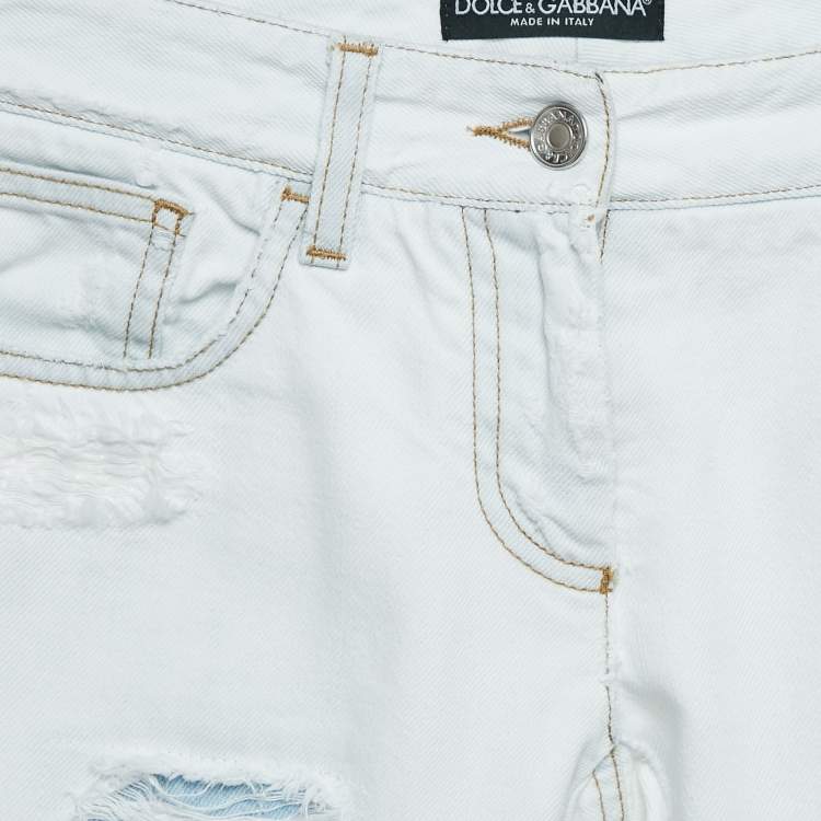 مملوكة مسبقًا Dolce & Gabbana Light Blue Distressed Denim Jeans S Waist 29"