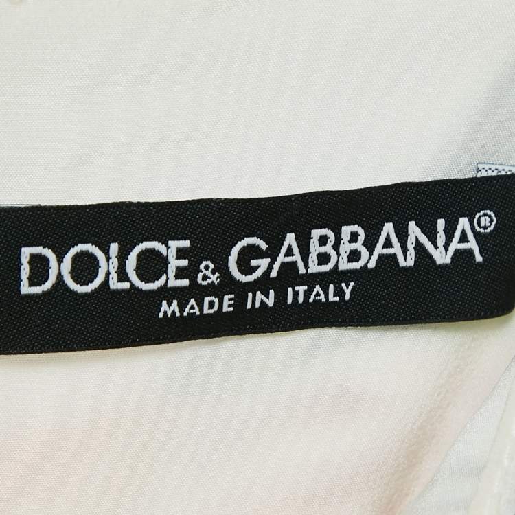 Pre Owned Dolce & Gabbana Multicolor Floral Print Crepe Brooch Detail Midi Dress S