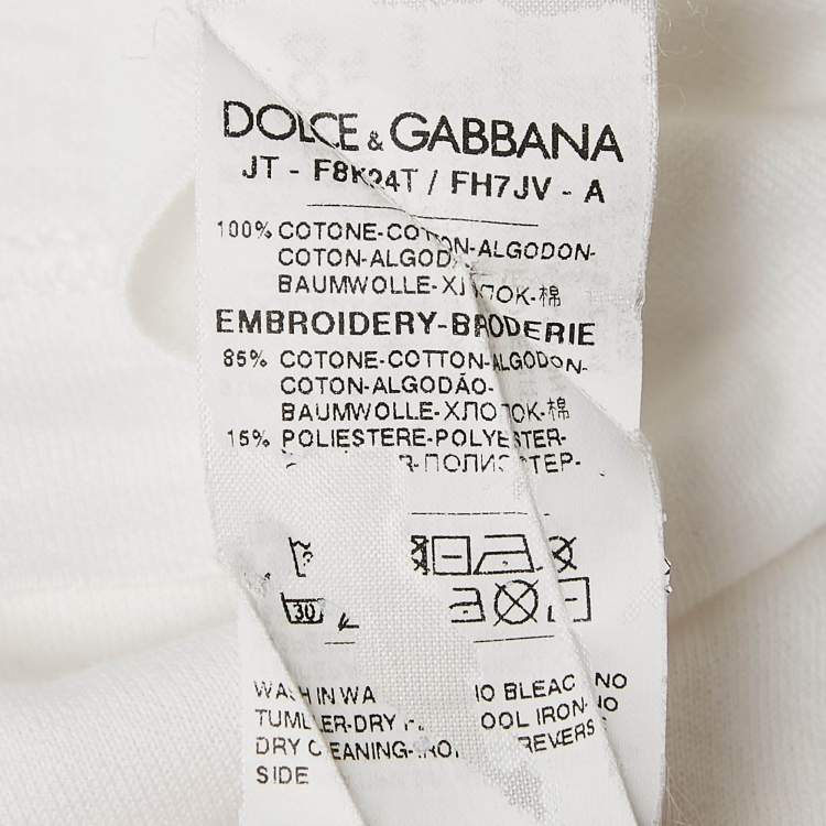 Pre Owned Dolce & Gabbana White Printed Cotton Round Neck T-Shirt S 