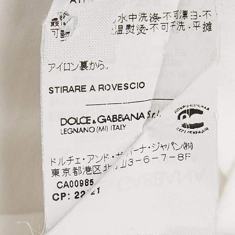 Pre Owned Dolce & Gabbana White Printed Cotton Round Neck T-Shirt S 