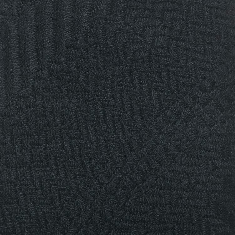 Pre Owned Dolce & Gabbana Black Patterned Wool Fringe Detail Asymmetric Skirt S