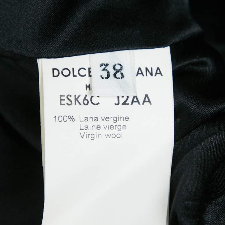 Pre Owned Dolce & Gabbana Black Patterned Wool Fringe Detail Asymmetric Skirt S