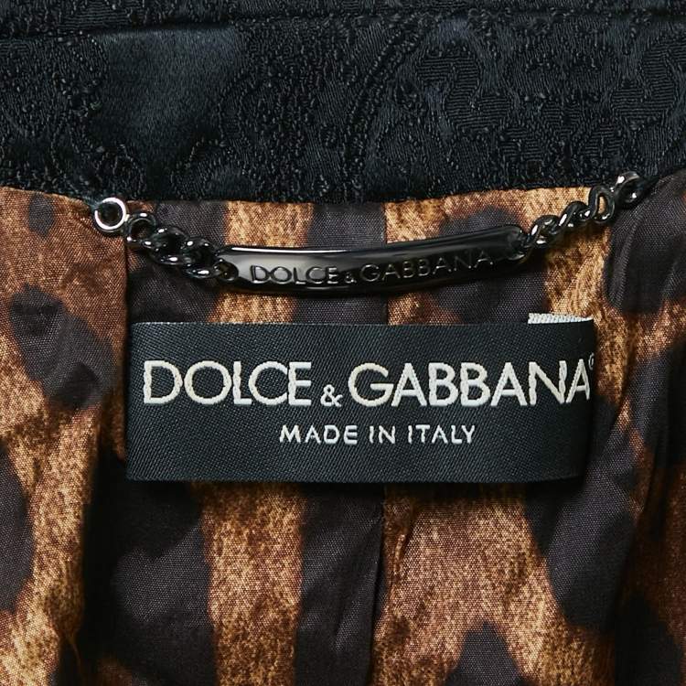 Pre Owned Dolce & Gabbana Black Jacquard Single Breasted Blazer S